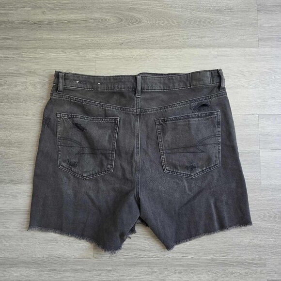 American Eagle AE Denim Highest Waist Baggy Short Sz 12 Faded Black Ripped - Picture 6 of 6